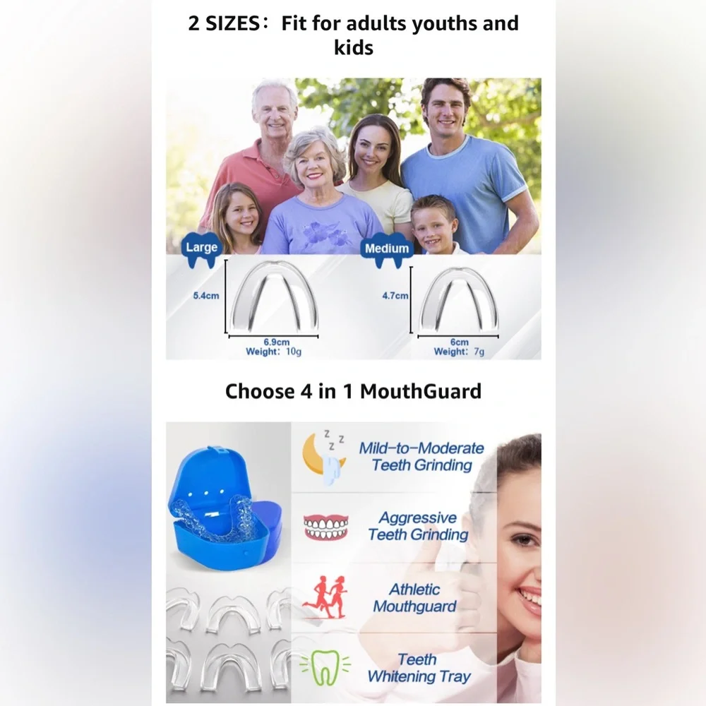 8 Moldable Anti Clenching Teeth Mouthguards for Sleep, 24 Cleaner Table